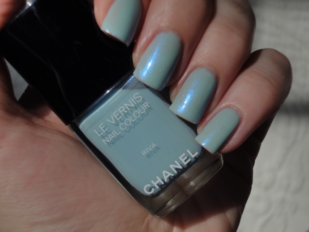 Chanel Riva with CND Ice Blue Shimmer Chanel Riva with CND Ice Blue Shimmer