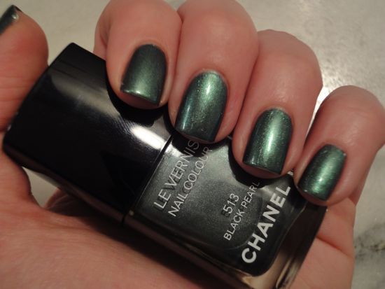 Chanel Black Pearl w/ CND Emerald Shimmer Chanel Black Pearl w/ CND Emerald Shimmer